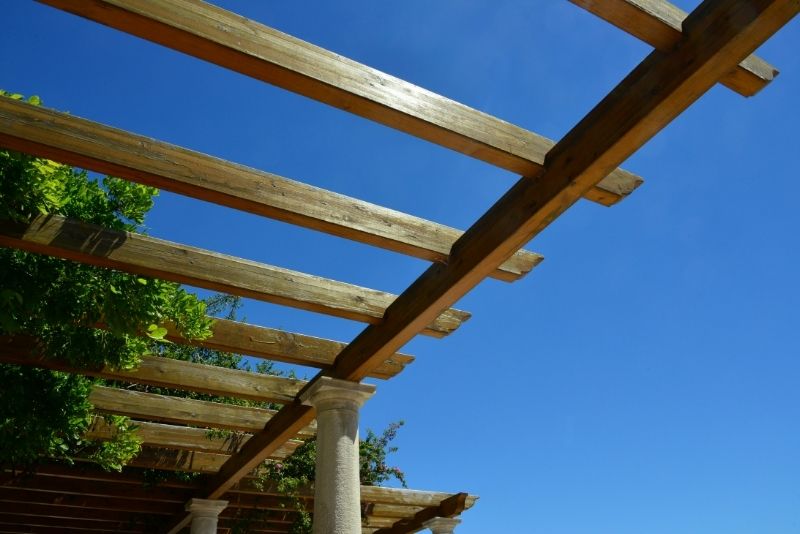 uncovered pergola and a clear blue sky